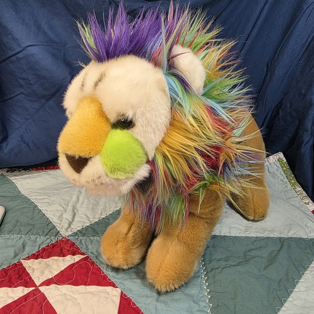Adventure Planet San Diego Zoo Standing Lion‎ Rainbow Mane 12" Plush Souvenir